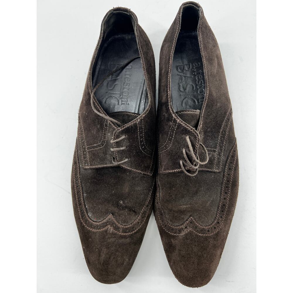 A.Testoni Basic Oxford Suede Leather Brown Shoes … - image 1